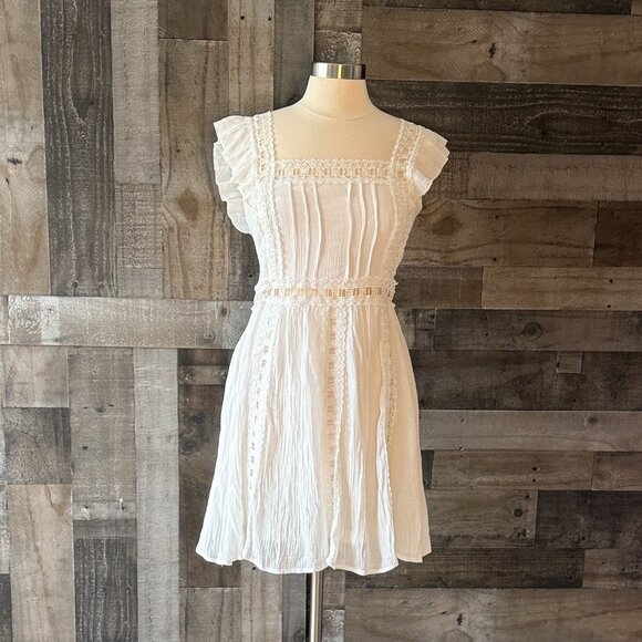Anthropologie Dresses & Skirts - Anthropologie Entro white lace dress medium angelic cottagecore festival boho